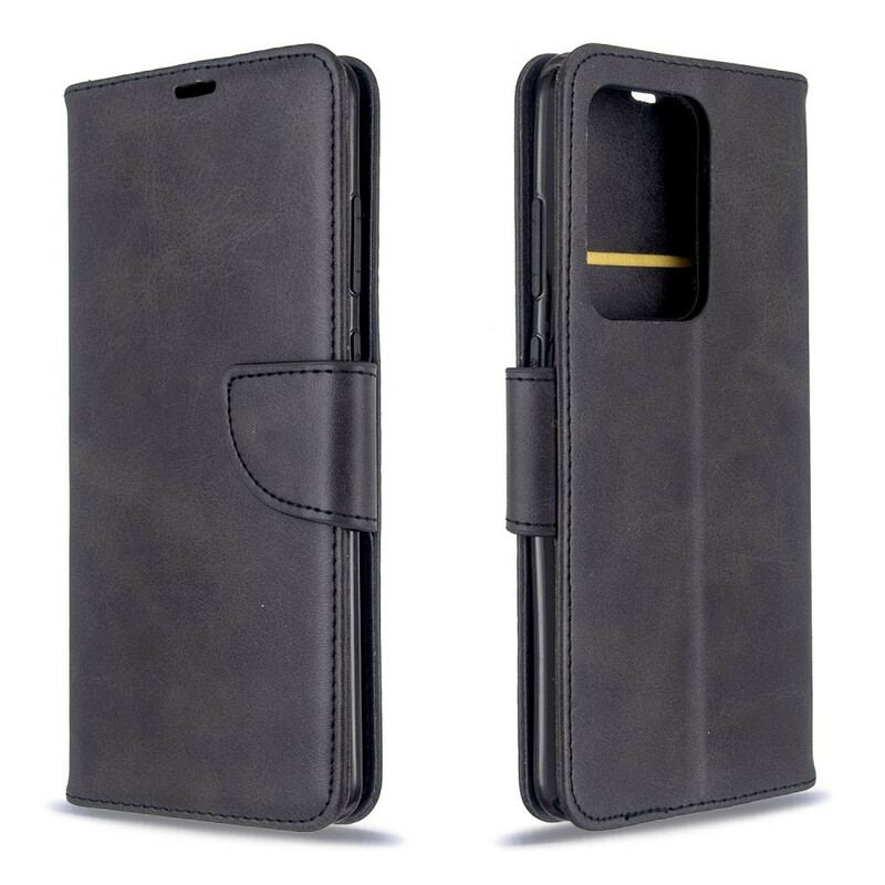 Læder Cover Samsung Galaxy S20 Ultra Flip Cover Glat Flap Skrå