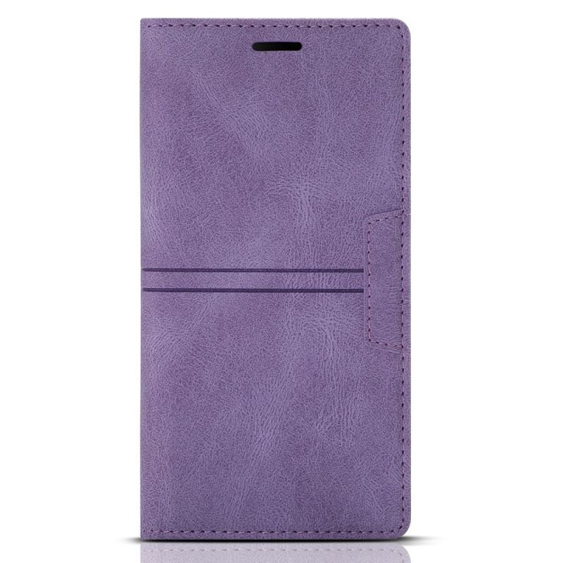 Cover Samsung Galaxy S22 5G Flip Cover Magnetisk Lås I Stil Med Lædersyning