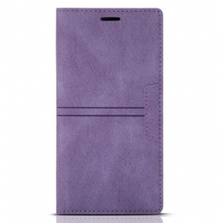 Cover Samsung Galaxy S22 5G Flip Cover Magnetisk Lås I Stil Med Lædersyning