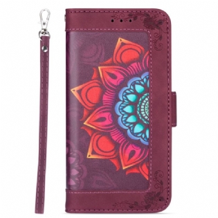 Flip Cover Samsung Galaxy S22 5G Med Snor Strappy Mandala Dekoration