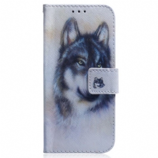 Flip Cover Oppo Reno 8 Lite Akvarel Ulv