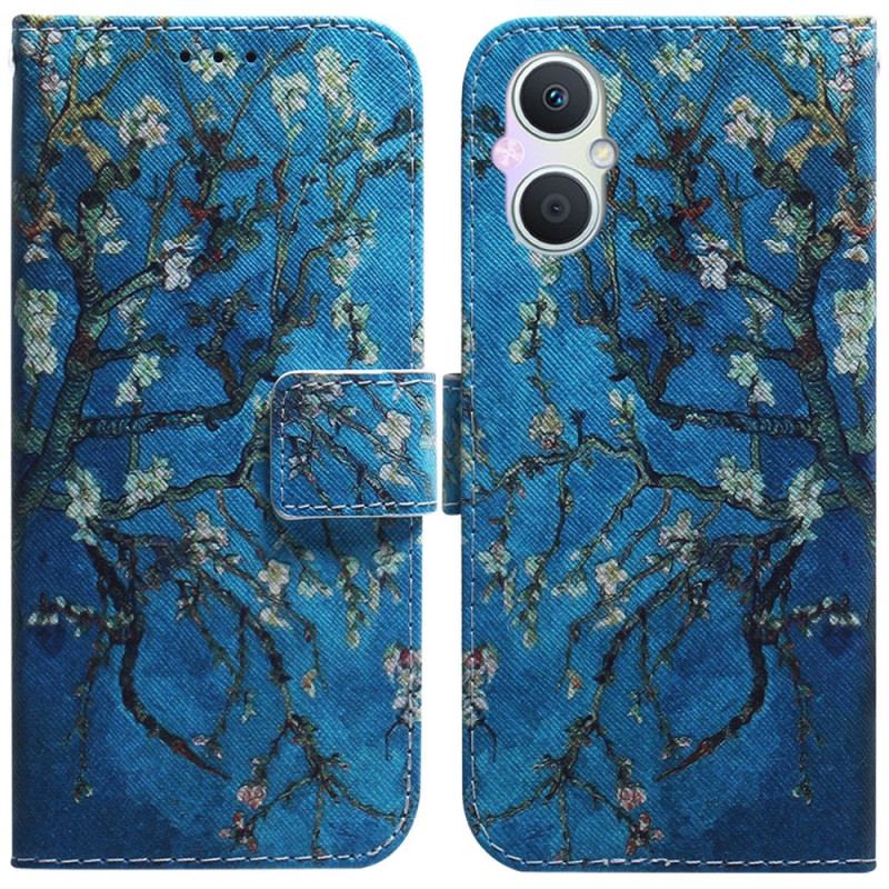 Læder Cover Oppo Reno 8 Lite Blomstrende Grene