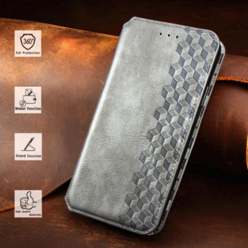 Cover Samsung Galaxy A22 Flip Cover Diamanttekstur I Lædereffekt