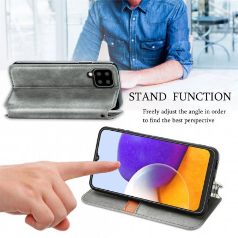 Cover Samsung Galaxy A22 Flip Cover Diamanttekstur I Lædereffekt