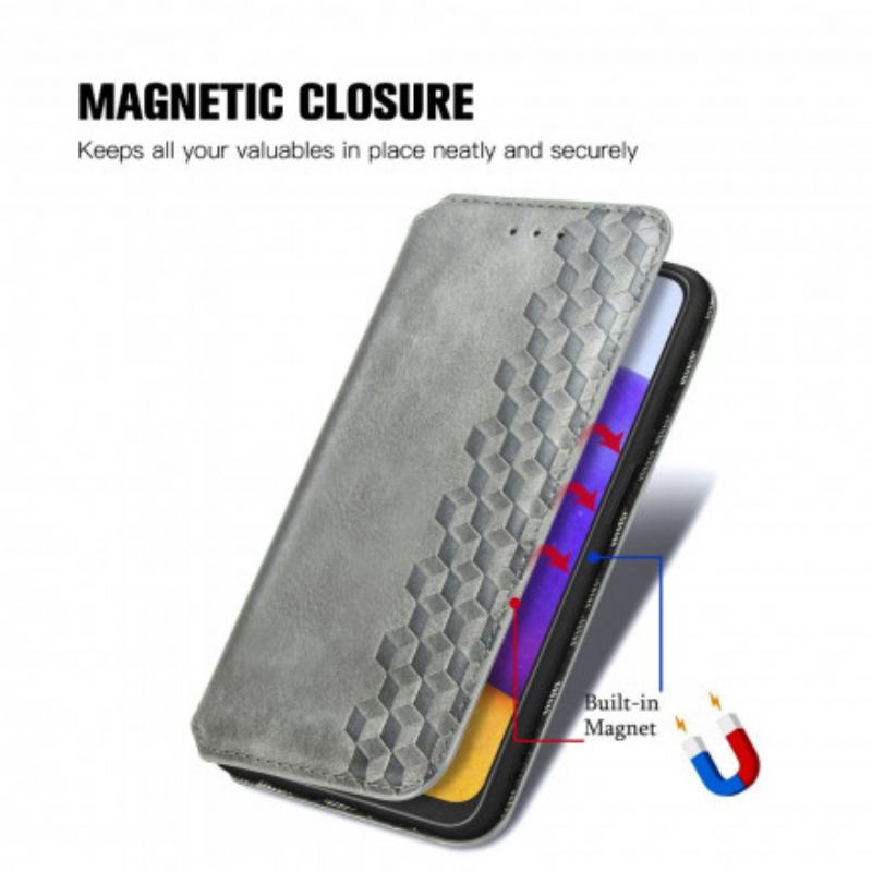 Cover Samsung Galaxy A22 Flip Cover Diamanttekstur I Lædereffekt
