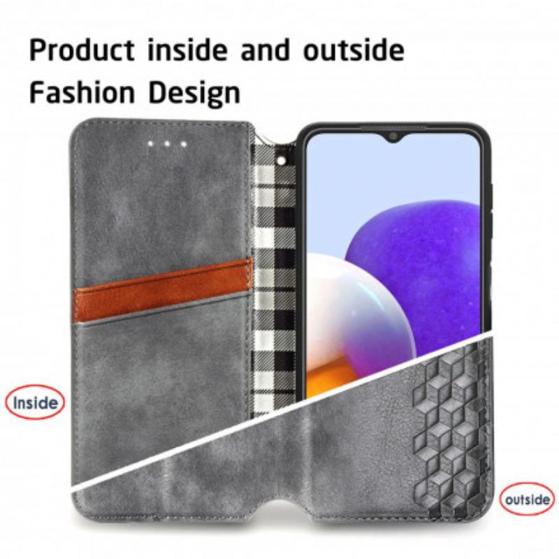 Cover Samsung Galaxy A22 Flip Cover Diamanttekstur I Lædereffekt