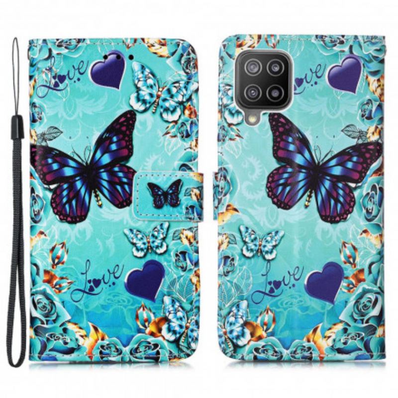 Flip Cover Samsung Galaxy A22 Gyldne Sommerfugle