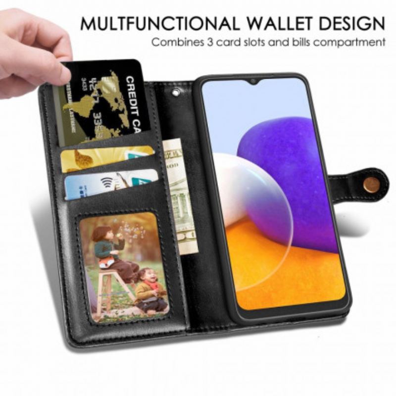 Flip Cover Samsung Galaxy A22 Kunstlæder Og Vintage Lås