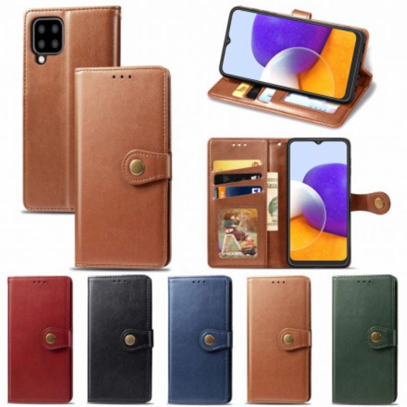 Flip Cover Samsung Galaxy A22 Kunstlæder Og Vintage Lås