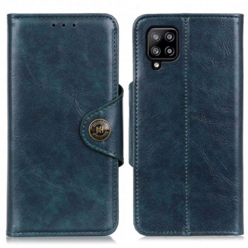 Flip Cover Samsung Galaxy A22 Patentknap I Imiteret Læder
