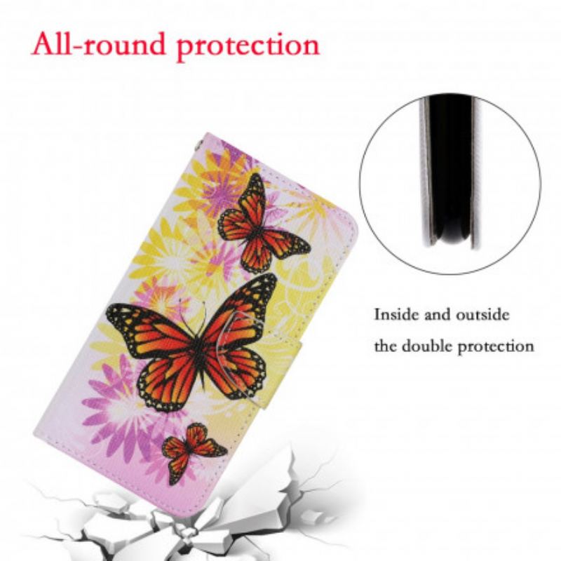 Flip Cover Samsung Galaxy A22 Sommerfugle Og Sommerblomster