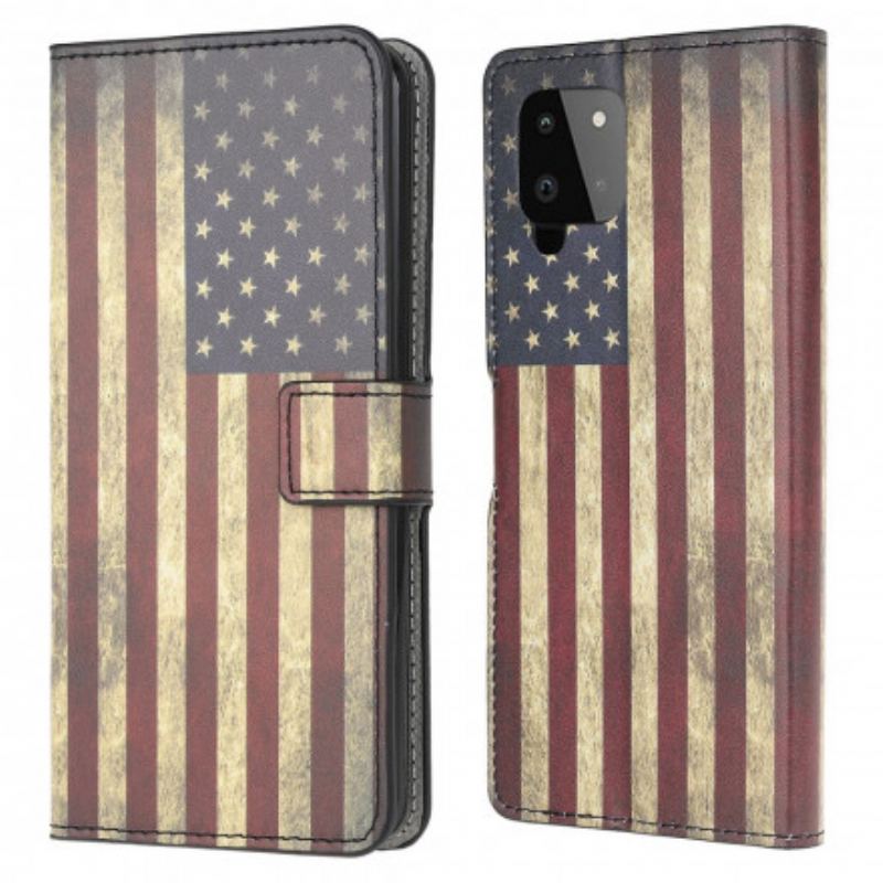 Læder Cover Samsung Galaxy A22 Amerikansk Flag