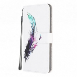 Læder Cover Samsung Galaxy A22 Med Snor Fjer Med Snor