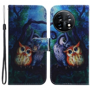 Flip Cover OnePlus 11 5G Maleri Af Ugler