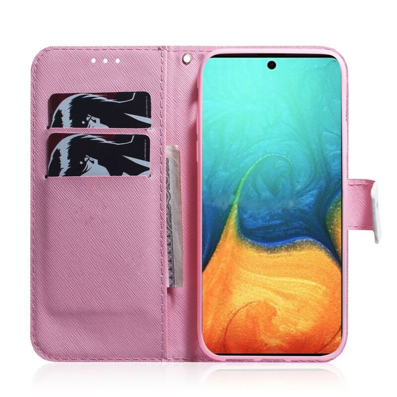 Flip Cover Samsung Galaxy A71 Blomst Støvet Pink