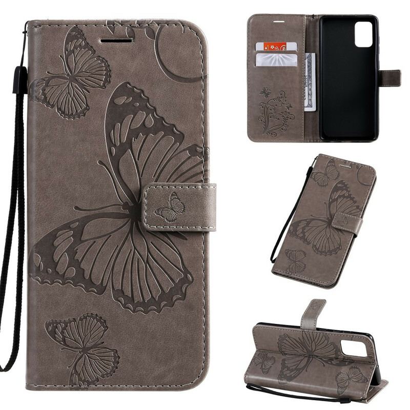 Flip Cover Samsung Galaxy A71 Med Snor Kæmpe Sommerfugle Med Rem