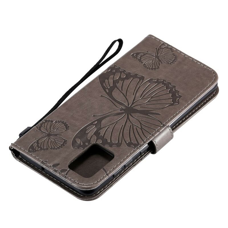 Flip Cover Samsung Galaxy A71 Med Snor Kæmpe Sommerfugle Med Rem