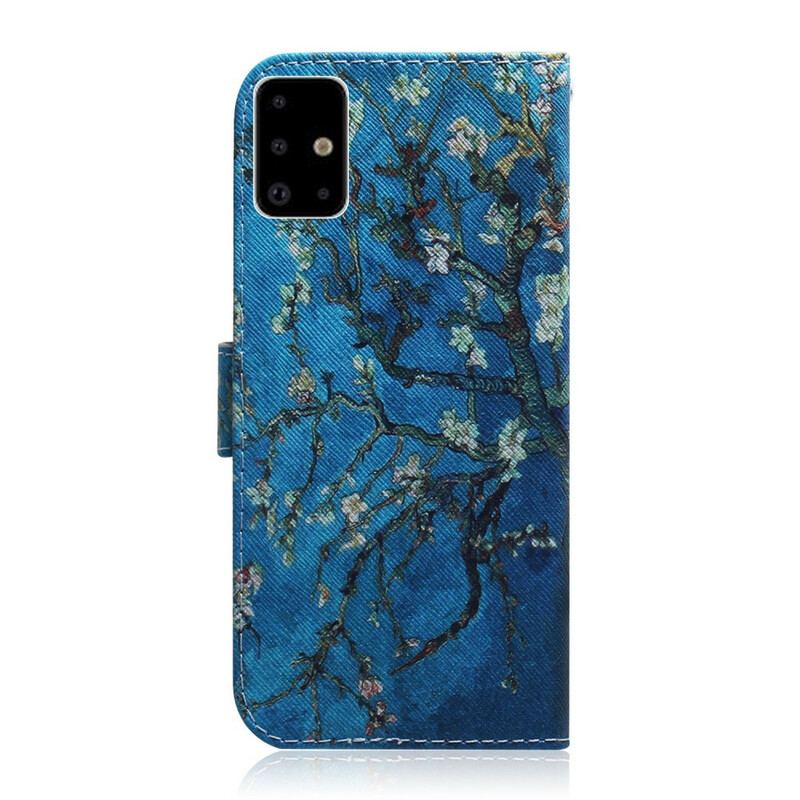 Læder Cover Samsung Galaxy A71 Blomstrende Trægren
