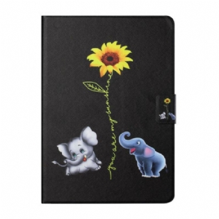 Læder Cover Samsung Galaxy Tab A7 Lite Solsikkeelefanter