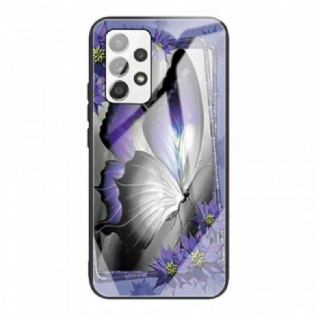 Cover Samsung Galaxy A53 5G Lilla Sommerfugl Hærdet Glas