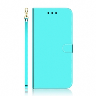 Flip Cover Sony Xperia 1 IV Med Snor Spejlrem I Imiteret Læder