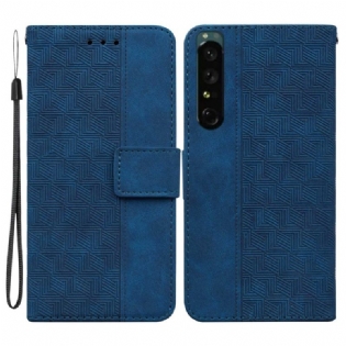 Flip Cover Sony Xperia 1 IV Med Snor Strappy Mønster