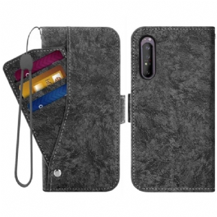 Læder Cover Sony Xperia 1 IV Lædereffekt Med Roterende Kortholder