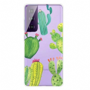 Cover Samsung Galaxy S21 FE Akvarel Kaktusser