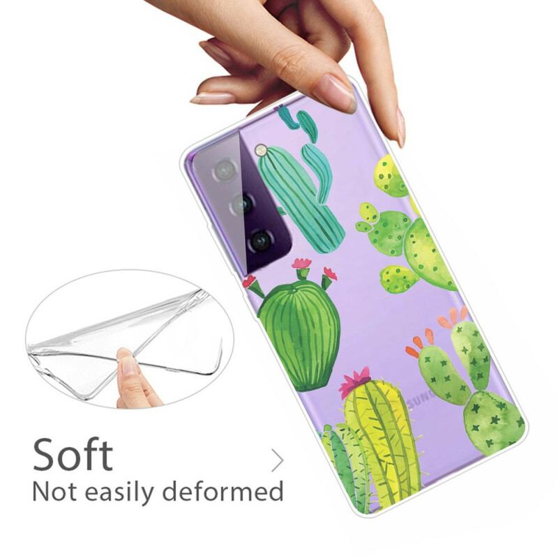 Cover Samsung Galaxy S21 FE Akvarel Kaktusser