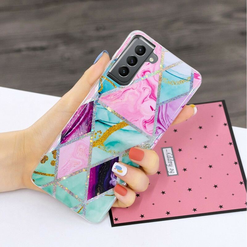 Cover Samsung Galaxy S21 FE Glitter Design Marmor