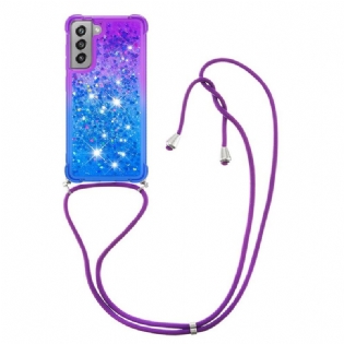 Cover Samsung Galaxy S21 FE Silikone Pailletter Og Snor