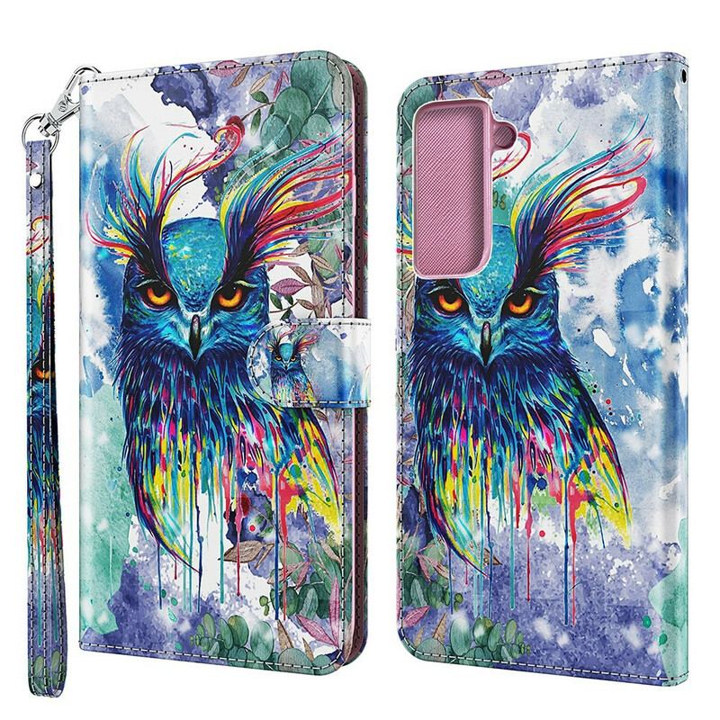 Flip Cover Samsung Galaxy S21 FE Akvarel Fugl