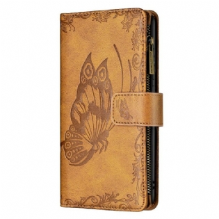 Flip Cover Samsung Galaxy S21 FE Butterfly Barok Lynlåslomme