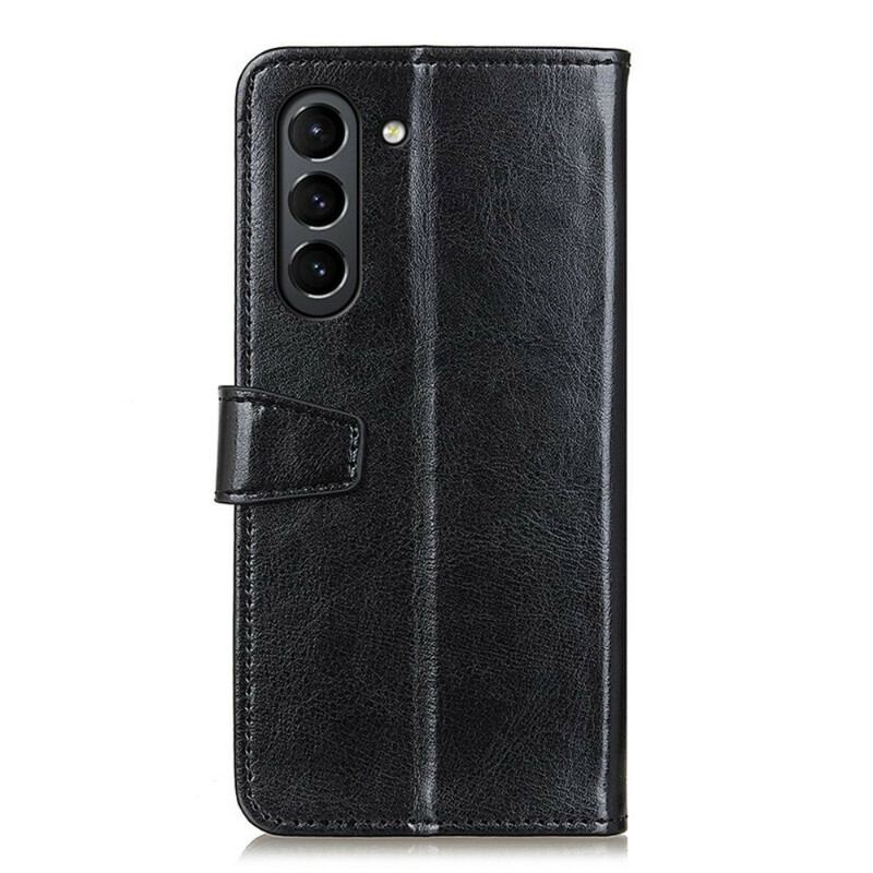 Flip Cover Samsung Galaxy S21 FE Enkel Skinnende Lædereffekt