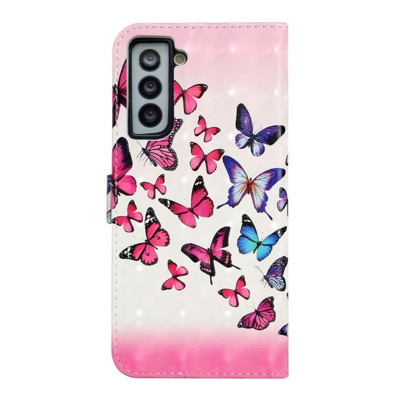 Flip Cover Samsung Galaxy S21 FE Flugt Af Sommerfugle