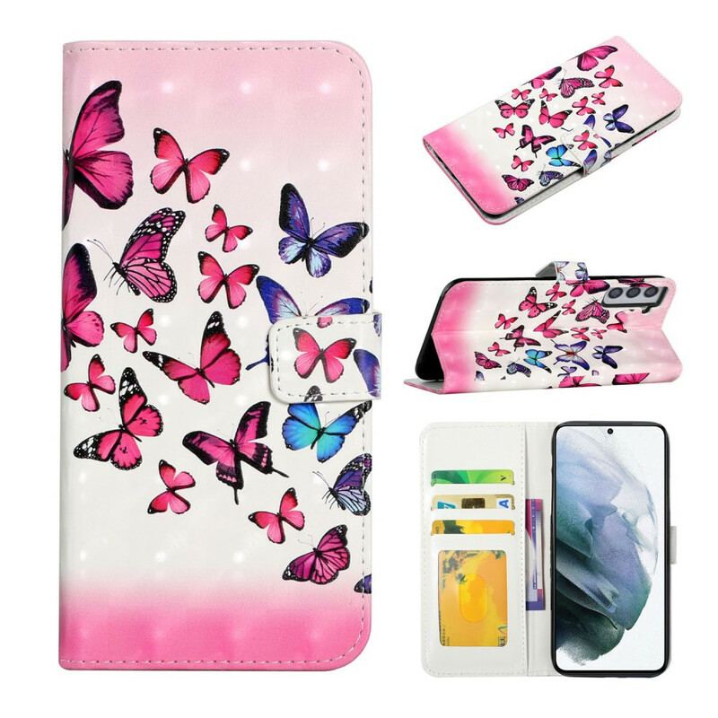 Flip Cover Samsung Galaxy S21 FE Flugt Af Sommerfugle