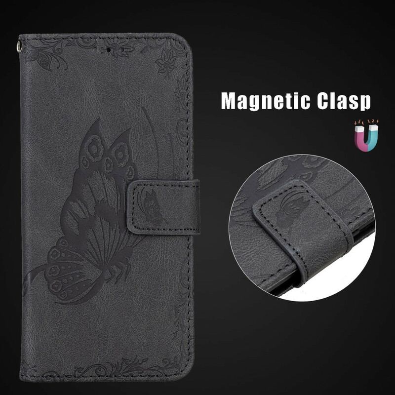 Flip Cover Samsung Galaxy S21 FE Med Snor Barok Strappy Sommerfugl