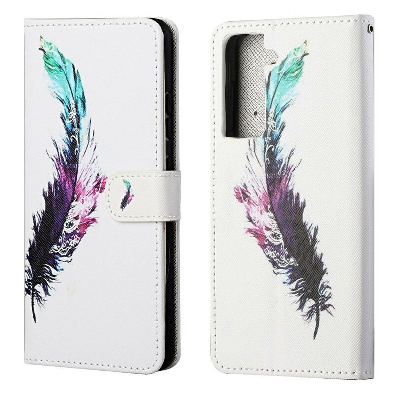 Flip Cover Samsung Galaxy S21 FE Med Snor Fjer Med Snor