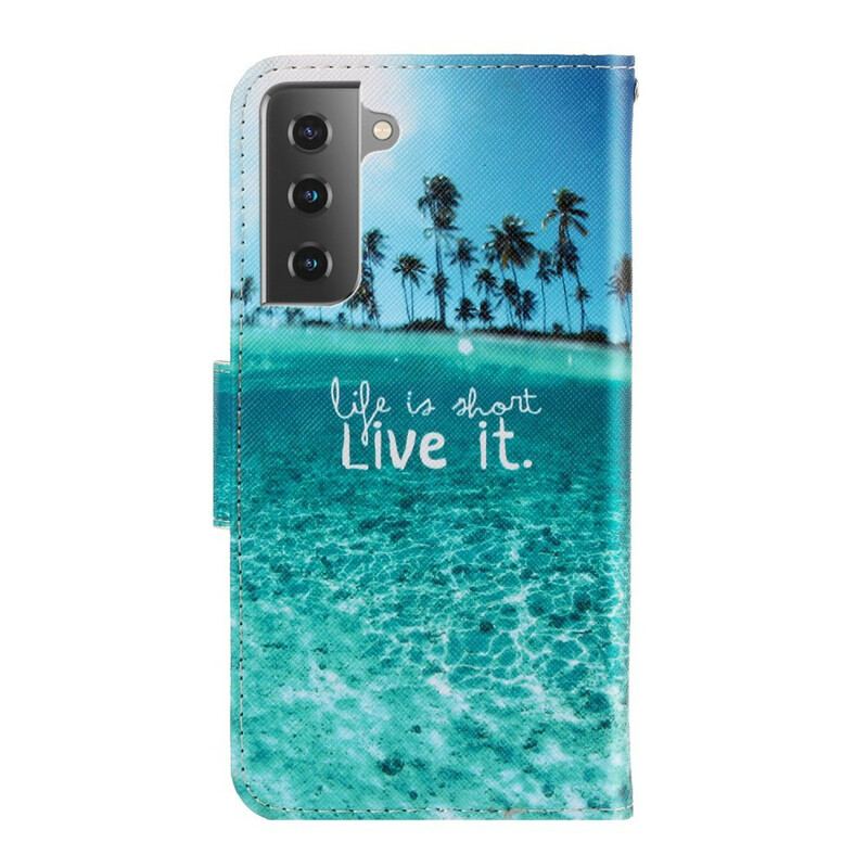 Flip Cover Samsung Galaxy S21 FE Med Snor Live It At Lanyard