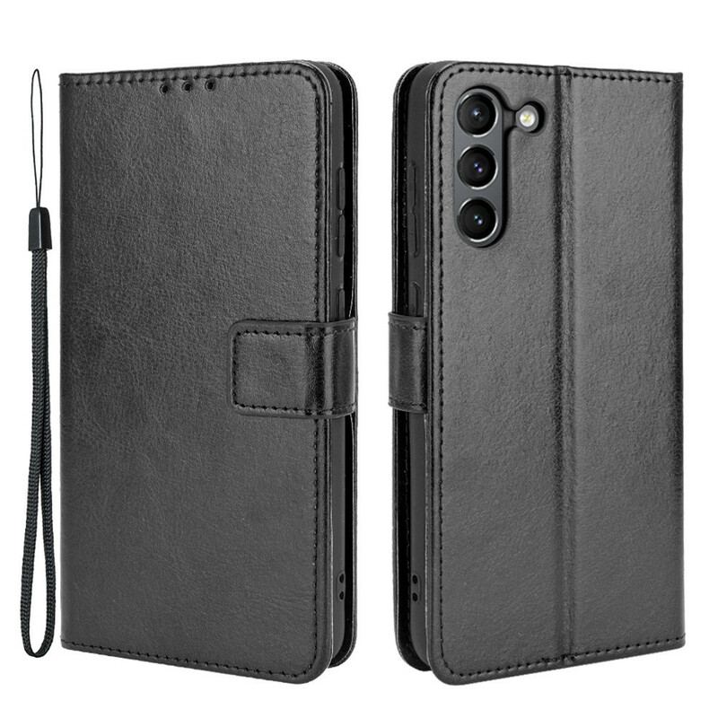 Læder Cover Samsung Galaxy S21 FE Prangende Kunstlæder