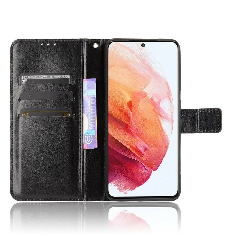 Læder Cover Samsung Galaxy S21 FE Prangende Kunstlæder