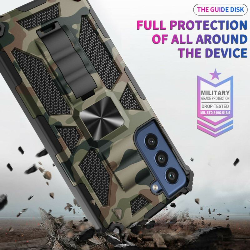 Mobilcover Samsung Galaxy S21 FE Camouflage Aftagelig Støtte