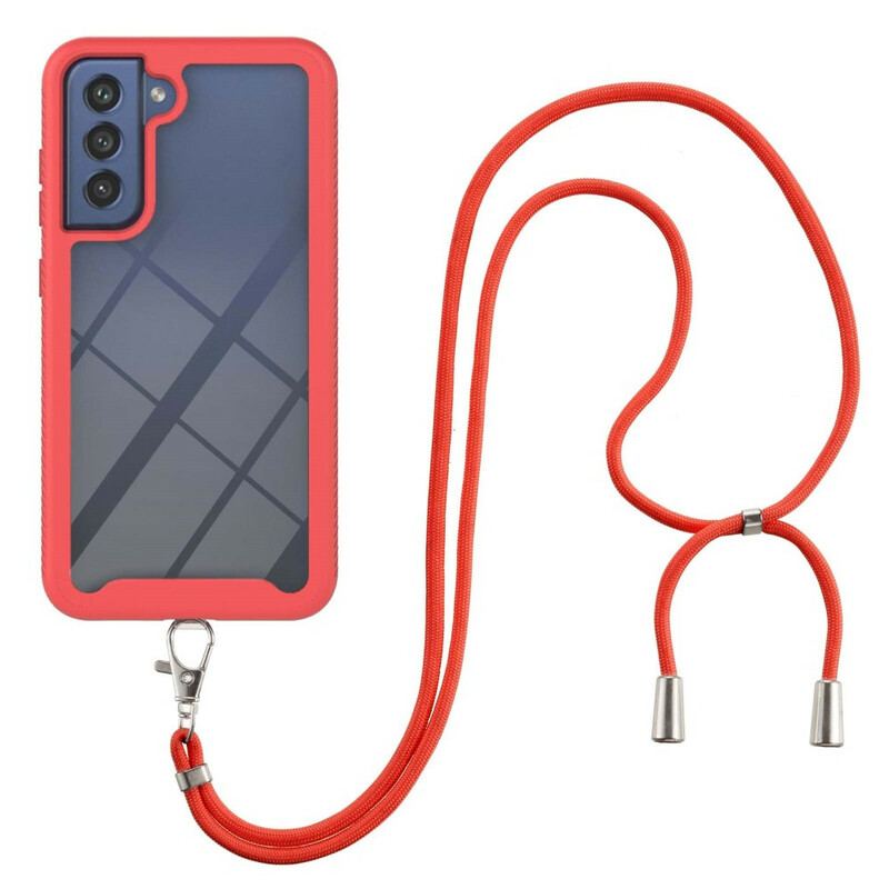 Mobilcover Samsung Galaxy S21 FE Hybrid Med Ledning Og Farvet Kontur