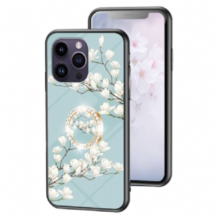 Cover iPhone 15 Pro Max Blomsterhærdet Glas Med Støttering