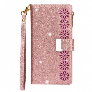 Flip Cover iPhone 15 Pro Max Glitter Med Møntpung