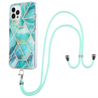 Mobilcover iPhone 15 Pro Max Med Snor Stilfuld Marmorsnor