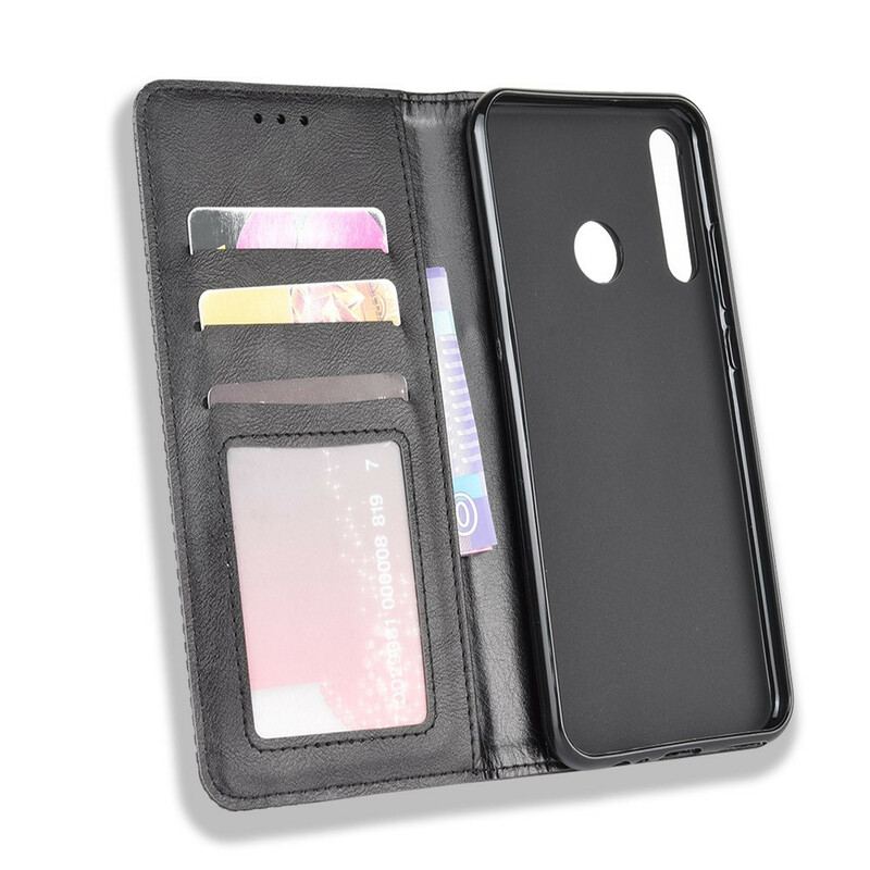 Cover Huawei Y7p Flip Cover Stiliseret Vintage Lædereffekt