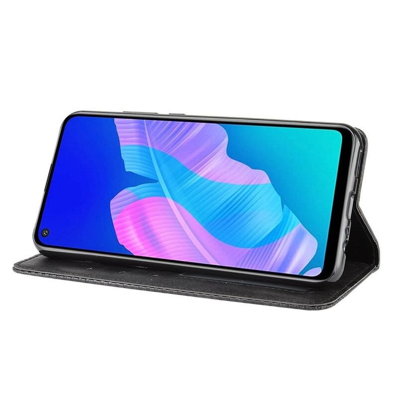 Cover Huawei Y7p Flip Cover Stiliseret Vintage Lædereffekt