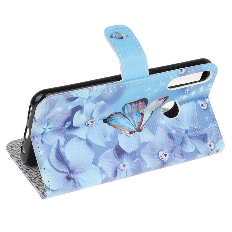 Flip Cover Huawei Y7p Med Snor Strappy Diamond Sommerfugle
