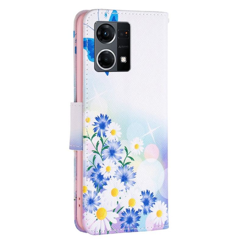 Flip Cover Oppo Reno 7 Akvarel Sommerfugle